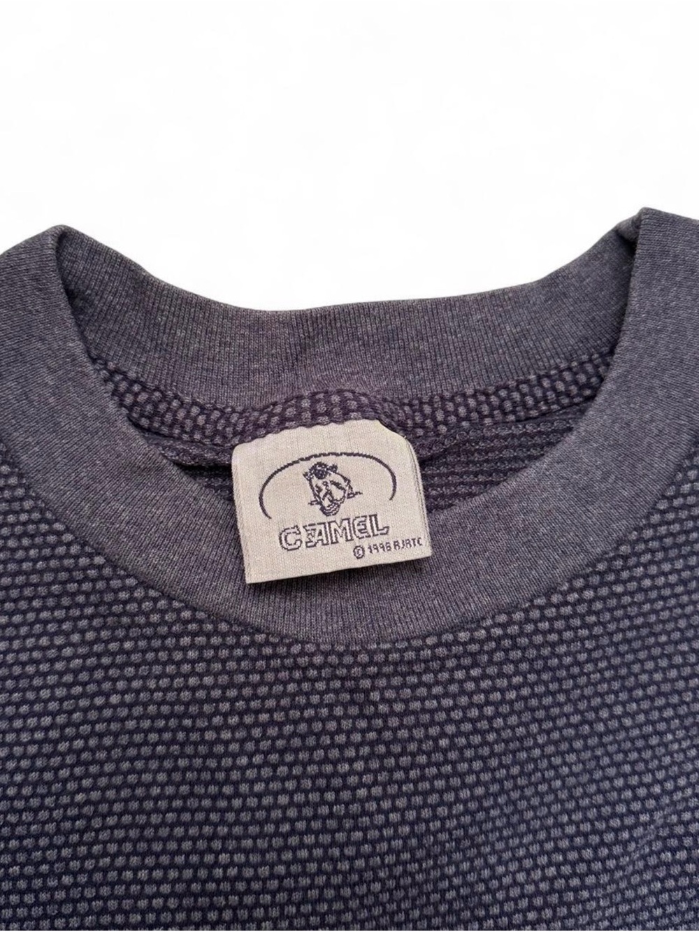 Vintage 90s Camel Textured Grid Pocket T-Shirt USA Promo Single Stitc